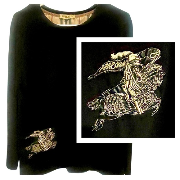 Burberry London Black Pullover Women's Top Sweater Sweatshirt - Picture 5 of 12